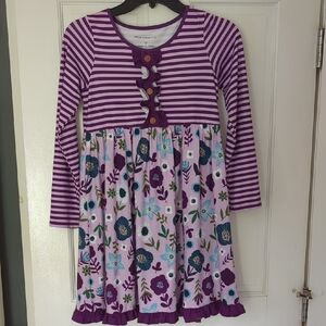 Purple Striped Kids Dress